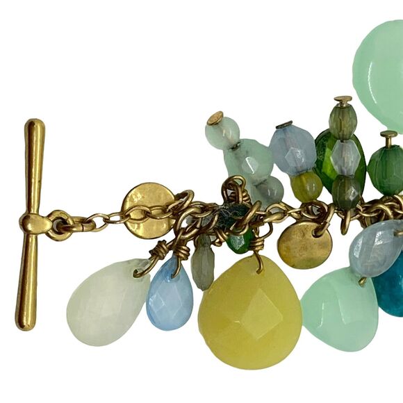 Teardrop Bracelet Womens Gold Tone Dangling Bead Beautiful Toggle Clasp 8" - Picture 5 of 16